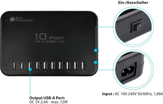 Good Connections Hub USB 3.2 Cu 10 Porturi Și Conectare USB-A