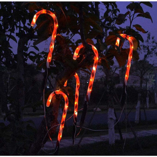 Iluminată De Crăciun Plastică Figurină Candy Alb Înălțime 28cm.