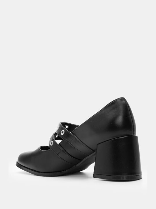 Luigi Synthetic Leather Pointy Ballerinas with Strap Black