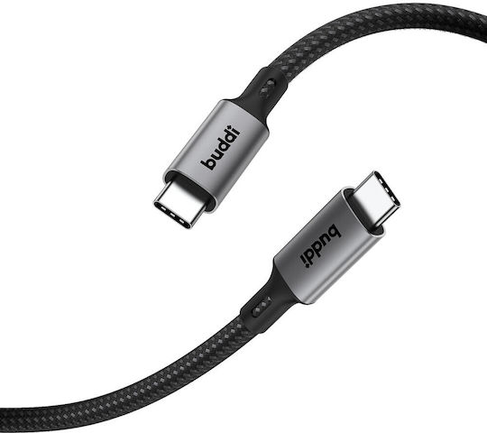 Buddi Video Cable USB-C male - USB-C 100W PD Μαύρο 1.5m 122571