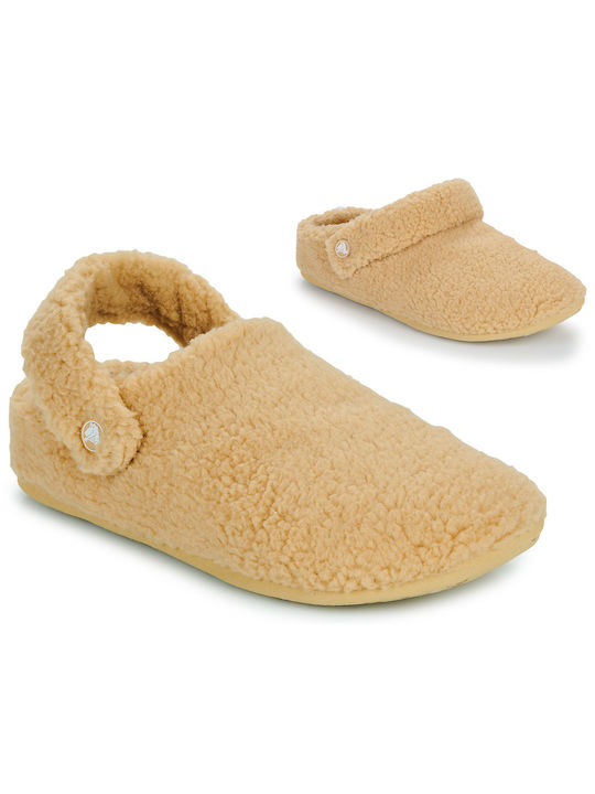 Crocs Classic Cozzzy Winter Women's Slippers in Beige color