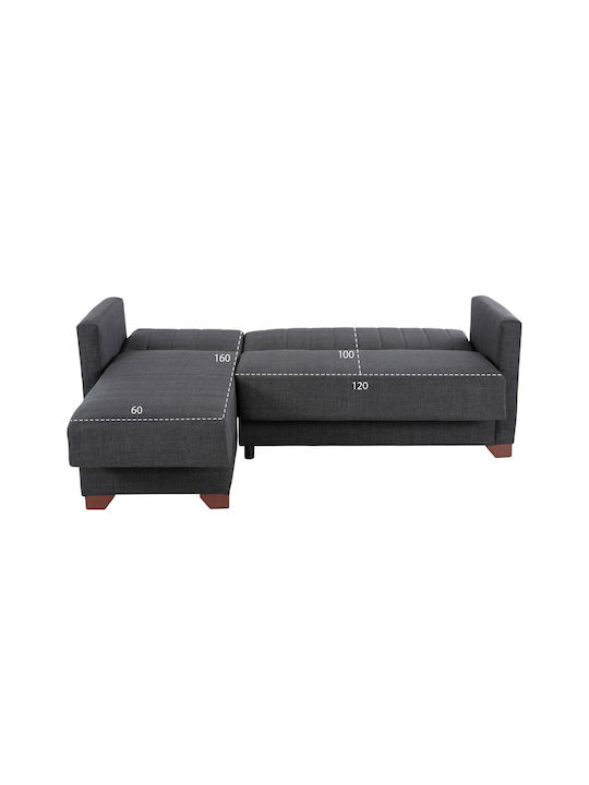 Ghufran Ecke Sofa Sofa mit Umkehrbarer Winkel Stoff & Stauraum Dark Gray 200x133cm