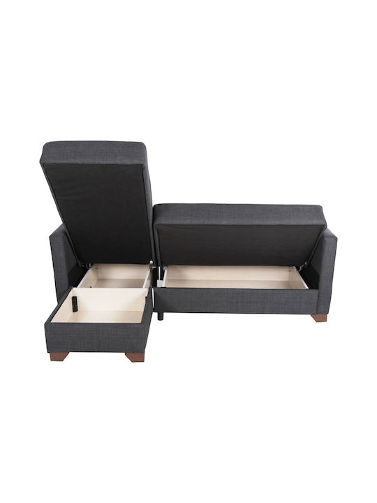 Ghufran Ecke Sofa Sofa mit Umkehrbarer Winkel Stoff & Stauraum Dark Gray 200x133cm