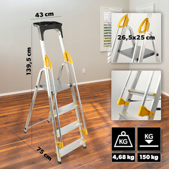 Kadax Leiter Aluminium mit 4 Stufen
