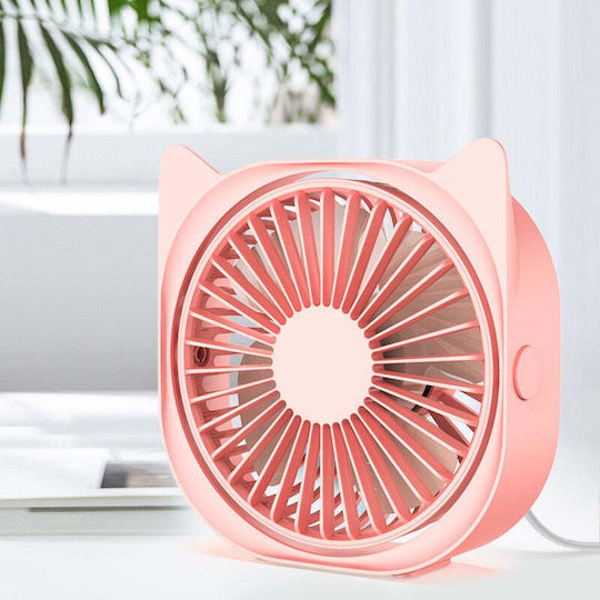 Mini Usb Desk Fan Flippy 360 Degree Rotation 3 Speeds 13.5 X 12.8 Cm Pink