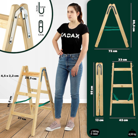 Kadax Σκάλα Ξύλινη με 3 Σκαλοπάτια