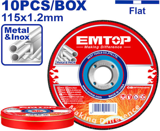 Emtop Δίσκος Κοπής Μετάλλου 115mm 10τμχ