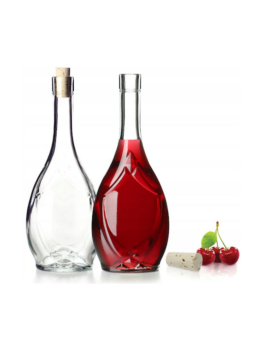 Kadax Set 2 Pieces General Use Glass Jars with Cork Transparent 500ml 2 Pieces