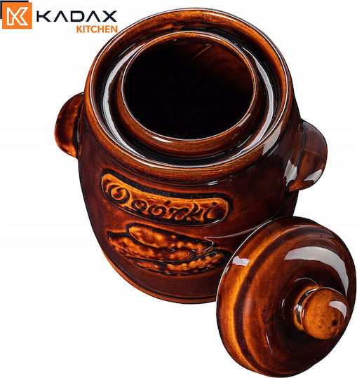 Kadax Βάζο Γενικής Χρήσης με Καπάκι Κεραμικό Καφέ 5000ml