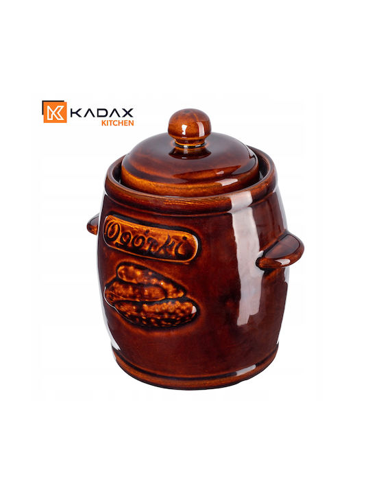 Kadax Vase General Use with Lid Ceramic Brown 5000ml