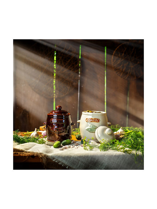 Kadax Vase General Use with Lid Ceramic Brown 5000ml