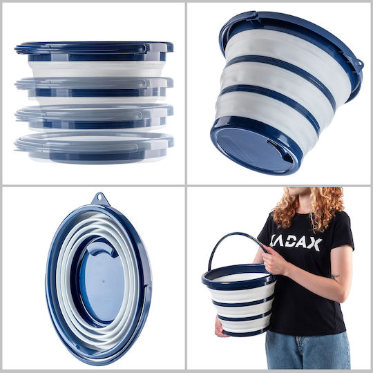 Kadax Πτυσσόμενος Κουβάς Σιλικόνης Χωρητικότητας 10lt Μπλε