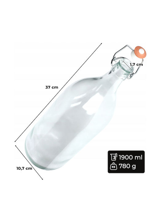 Kadax Bottle Water Glass with Cork Transparent 2000ml