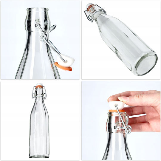 Kadax Bottle Water Glass with Cork Transparent 1000ml 3 Pieces