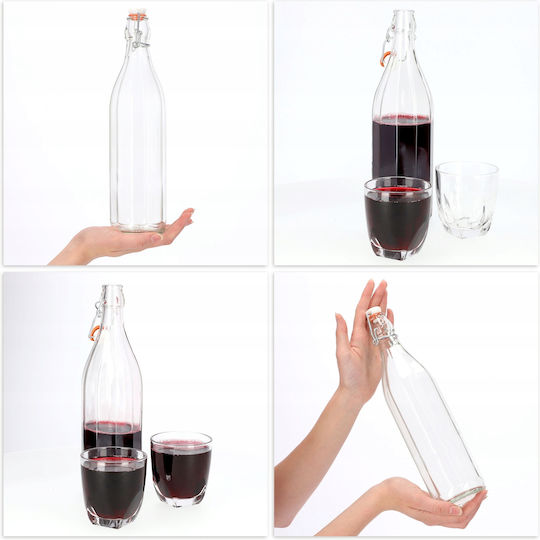 Kadax Μπουκάλι Νερού Γυάλινο με Φελλό Διάφανο 750ml 3 Τεμάχια
