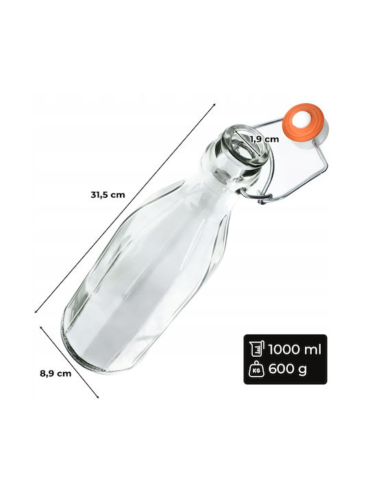 Kadax Flasche Wasser Glas mit Korken Transparent 1000ml 3 Stück