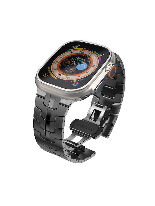 Techsuit Armband Rostfreier Stahl Schwarz (Apple Watch 44/45/46mm/Ultra 49mm)
