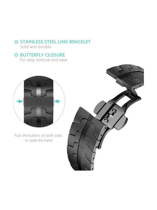 Techsuit Armband Rostfreier Stahl Schwarz (Apple Watch 44/45/46mm/Ultra 49mm)