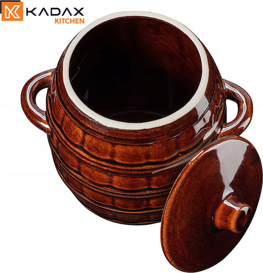 Kadax Βάζο Γενικής Χρήσης με Καπάκι Κεραμικό Καφέ 4000ml