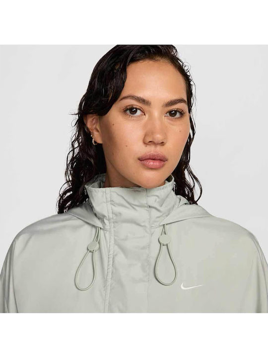 Sportswear Μακρύ Γυναικείο Μπουφάν για Χειμώνα Γκρι
