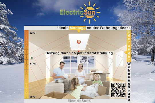 ElectricSun Πάνελ Υπέρυθρης Θέρμανσης Τοίχου 1200W Λευκό 94cm