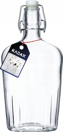 Kadax Μπουκάλι Νερού Γυάλινο με Κλιπ Διάφανο 500ml 6 Τεμάχια
