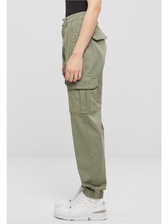 Women's Fabric Cargo Trousers Pale Green