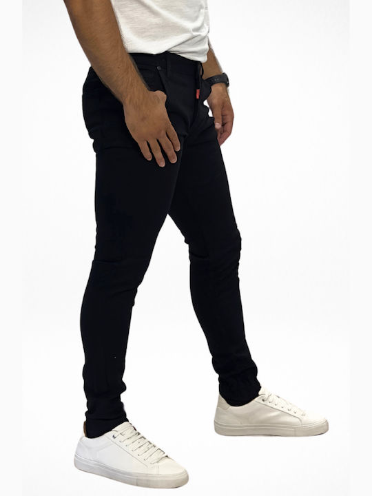 Men's Elastic Jeans Pants with Regular Straight Fit Black