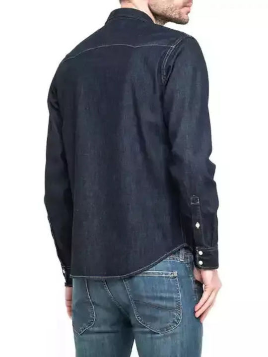 Lee Men's Shirt Long Sleeve Denim Navy Blue