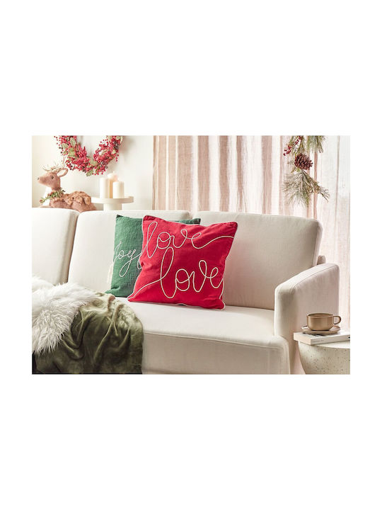 Decorative Pillow Embroidery Cotton Red Siderasis 45 X 45 Cm