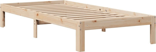 Pat Single Din Lemn Maro Cu Plăci Pentru Saltea 82x190cm