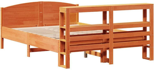 King Size Holzbetten Braune Kiefer mit Lattenrost für Matratze 190x190cm