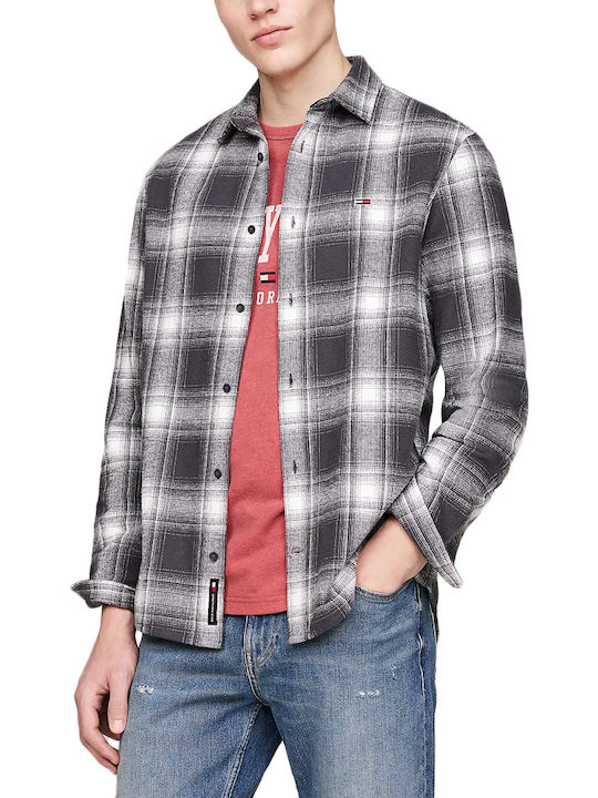 Tommy Hilfiger Men's Shirt Long Sleeve Flannel Checked GREY DUST