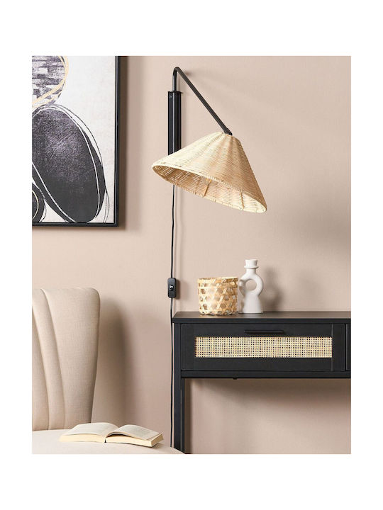 Beliani Beige Wall Lamp With Plug