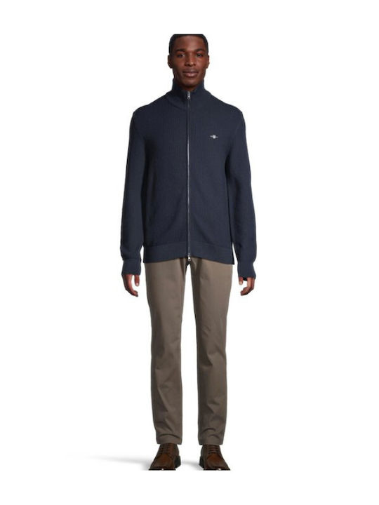 Cotton Men's Knitted Cardigan Navy Blue