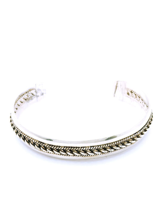 Silver 925 Handmade Hand Bracelet Cuff Oxidized Braided Design