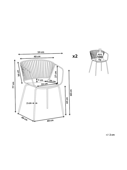 Dining Chair Set 2 Metal Copper Rigby