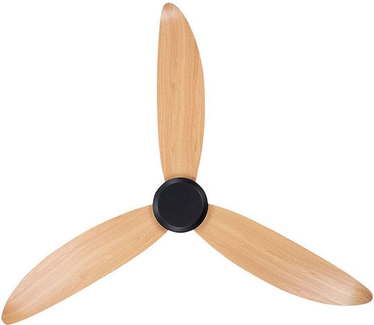 Beliani Malad Ceiling Fan 114cm Black Light Wood