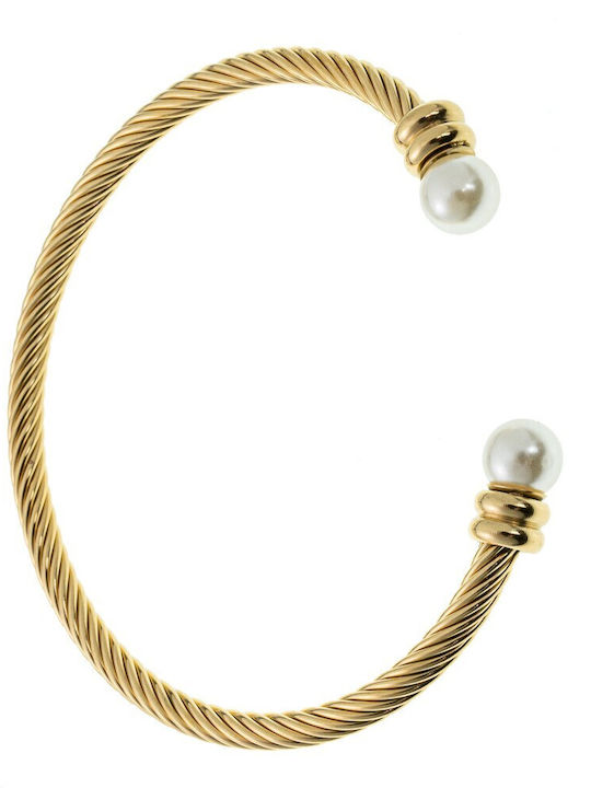 Steel Bracelet Cuff Design Pearl 2304294 Gold Gold