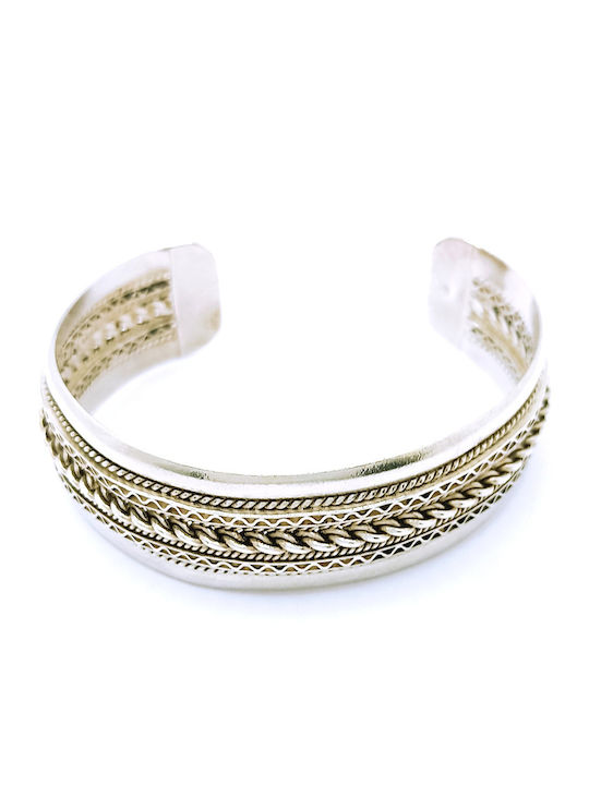 Silver 925 Handmade Wide Oxidized Woven Design Cuff Bracelet