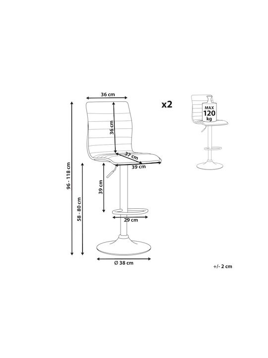 Stool Bar with Adjustable Height Black 2pcs
