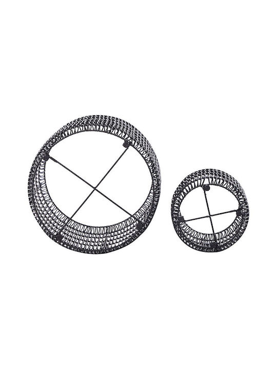 Set 2 Black Rattan Flower Pots Brodiea