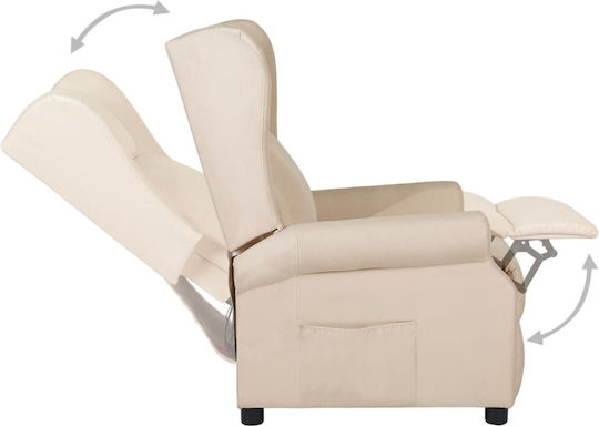Armchair with Footstool Cream 73x95x103cm