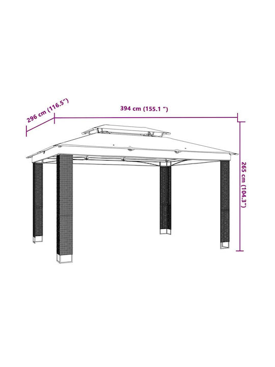 vidaXL Κιόσκι Κήπου Γκρι 3.94x2.96m