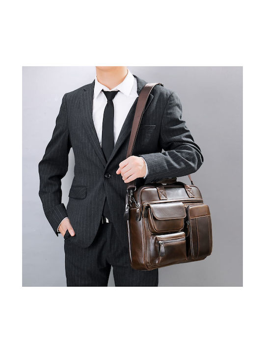 Leather Men's Briefcase Dark Brown