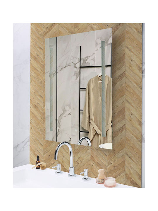 Led Wall Mirror 60 X 80 Cm Silver Martinet