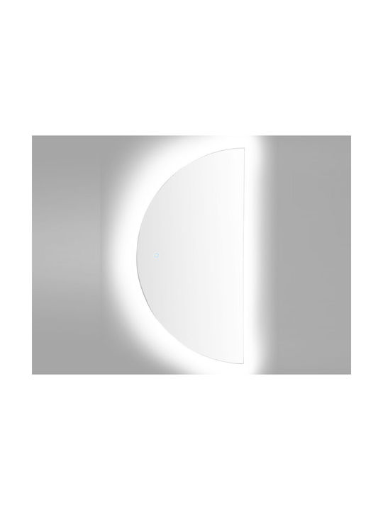 Led Half-round Wall Mirror 50 X 100 Cm Silver Loue
