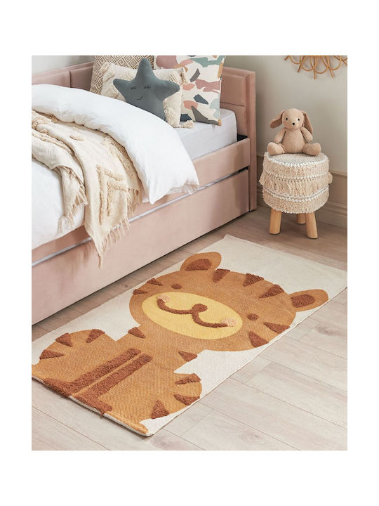 Children's Cotton Rug Tiger Motif 80 X 150 Cm Multicolored Sigli