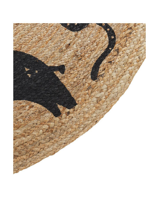 Round Children's Rug Made Jute Animal Motif ⌀ 120 Cm Beige Earth