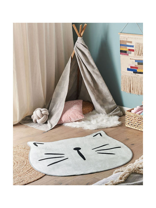 Children's Cat Rug Ø 100 Cm Gray Kitty